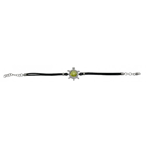 14K White Gold Peridot With Diamond Bracelet