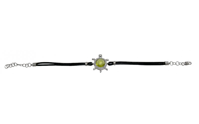 14K White Gold Peridot With Diamond Bracelet