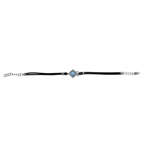 14K White Gold Blue Topaz With Diamond Bracelet