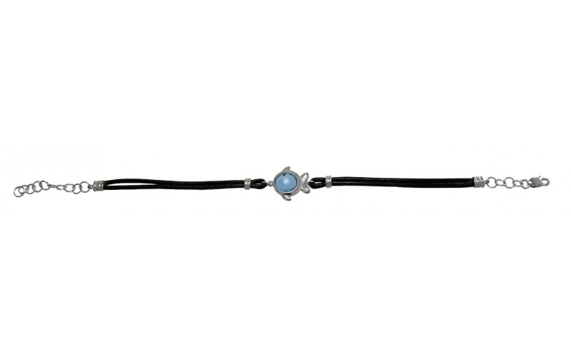 14K White Gold Blue Topaz With Diamond Bracelet