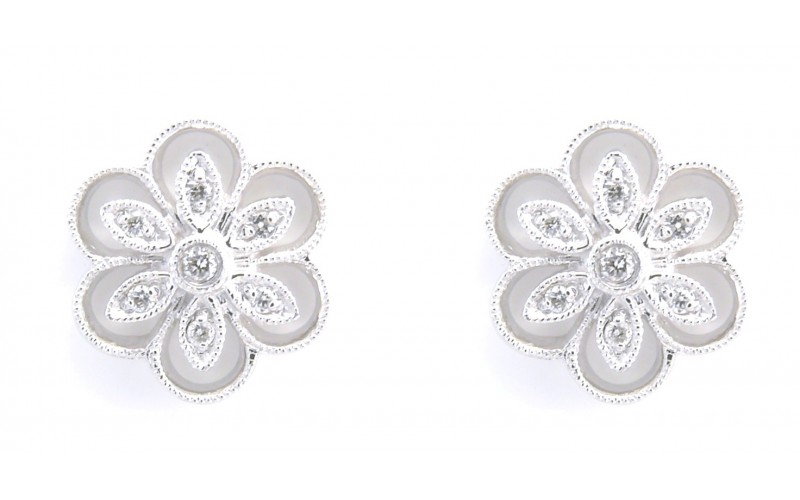 14K White Gold Diamond Earrings