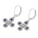 14K White Gold Sapphire With Diamond Hoop Earrings