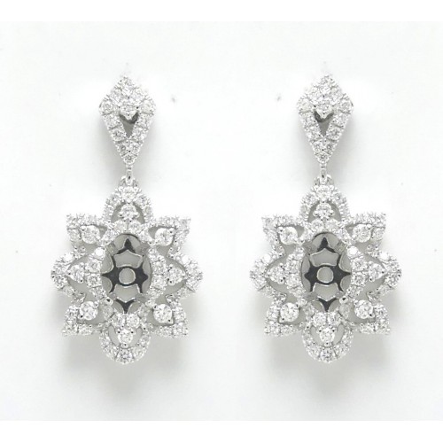 14K White Gold Diamond Stude Earrings Mounting