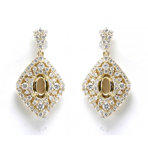 14K Yellow Gold Diamond Stude Earrings Mounting