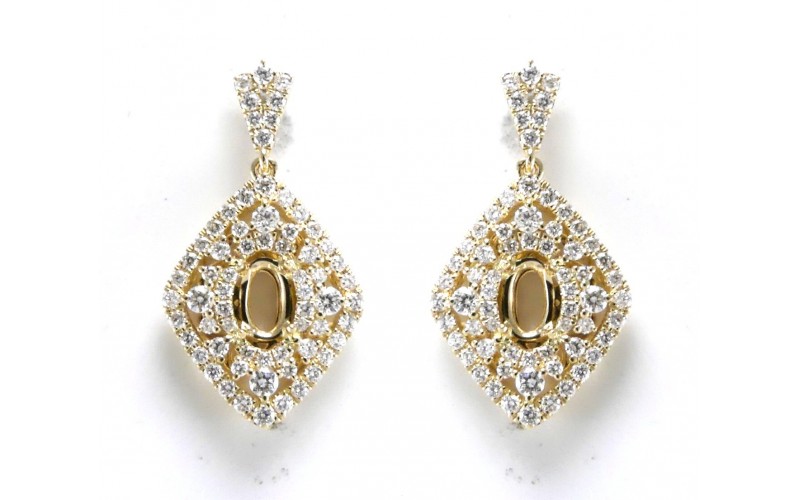 14K Yellow Gold Diamond Stude Earrings Mounting