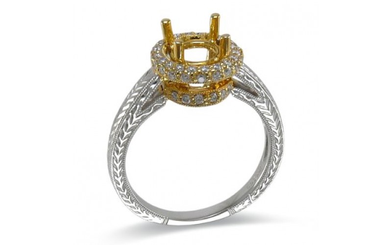 18K Yellow & White Gold Diamond Ring Mounting