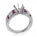 14K White Gold Ruby With Diamond Ring Mounting