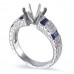 14K White Gold Sapphire With Diamond Ring Mounting