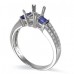 14K White Gold Sapphire With Diamond Ring Mounting