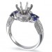 14K White Gold Sapphire With Diamond Ring Mounting