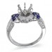 14K White Gold Sapphire With Diamond Ring Mounting