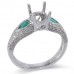 14K White Gold Emerald With Diamond Ring Mounting