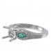 14K White Gold Emerald With Diamond Ring Mounting
