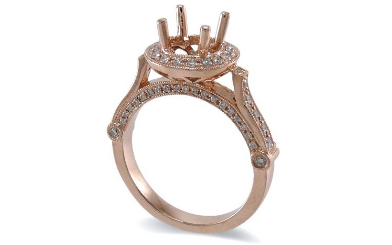 14K Rose Gold Diamond Ring Mounting