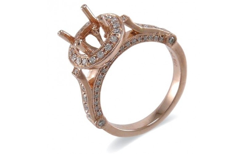 14K Rose Gold Diamond Ring Mounting