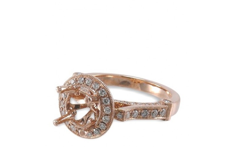 14K Rose Gold Diamond Ring Mounting