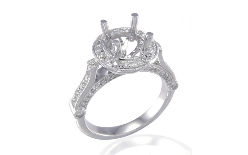 14K White Gold Diamond Ring Mounting