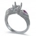 14K White Gold Ruby With Diamond Ring Mounting