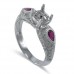 14K White Gold Ruby With Diamond Ring Mounting