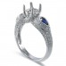 14K White Gold Sapphire With Diamond Ring Mounting