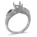 14K White Gold Sapphire With Diamond Ring Mounting