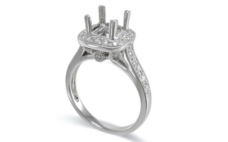 14K White Gold Diamond Ring Mounting