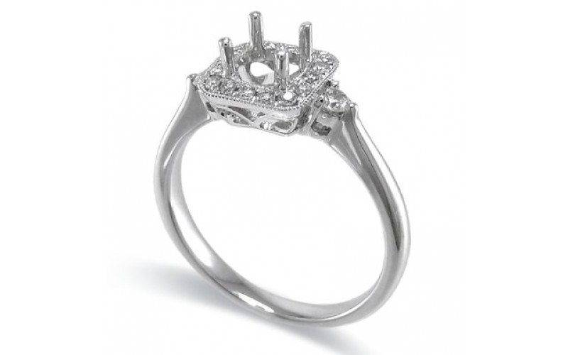 14K White Gold Diamond Ring Mounting