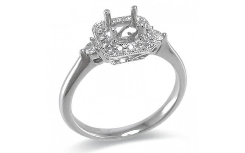 14K White Gold Diamond Ring Mounting