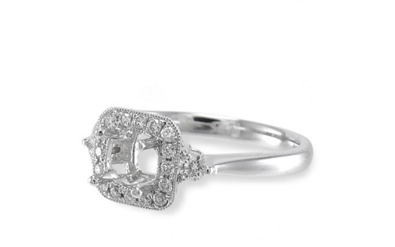 14K White Gold Diamond Ring Mounting