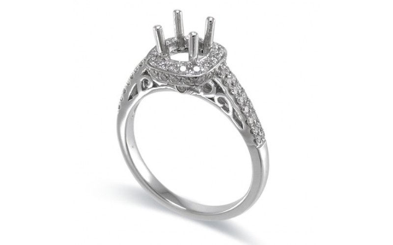 14K White Gold Diamond Ring Mounting