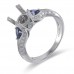 14K White Gold Sapphire With Diamond Ring Mounting