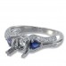 14K White Gold Sapphire With Diamond Ring Mounting