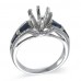 14K White Gold Sapphire With Diamond Ring Mounting