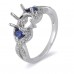 14K White Gold Sapphire With Diamond Ring Mounting