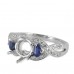 14K White Gold Sapphire With Diamond Ring Mounting