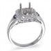 14K White Gold Sapphire With Diamond Ring Mounting