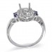 14K White Gold Sapphire With Diamond Ring Mounting