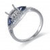 14K White Gold Sapphire With Diamond Ring Mounting