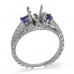 14K White Gold Sapphire With Diamond Ring Mounting