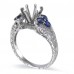 14K White Gold Sapphire With Diamond Ring Mounting