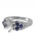 14K White Gold Sapphire With Diamond Ring Mounting