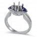 14K White Gold Sapphire With Diamond Ring Mounting