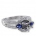 14K White Gold Sapphire With Diamond Ring Mounting