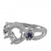 14K White Gold Sapphire With Diamond Ring Mounting