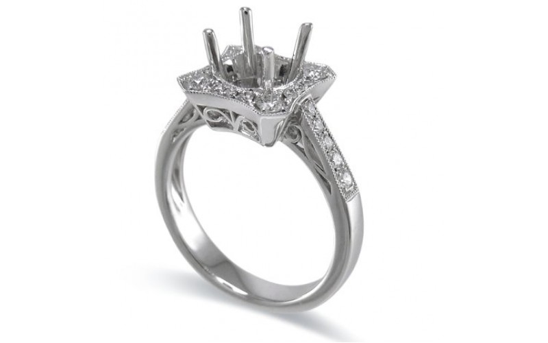 14K White Gold Diamond Ring Mounting