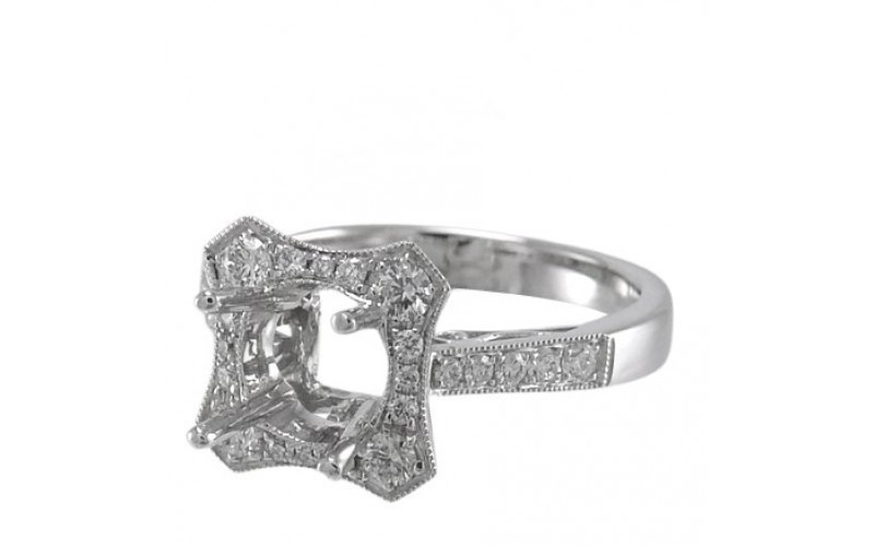14K White Gold Diamond Ring Mounting