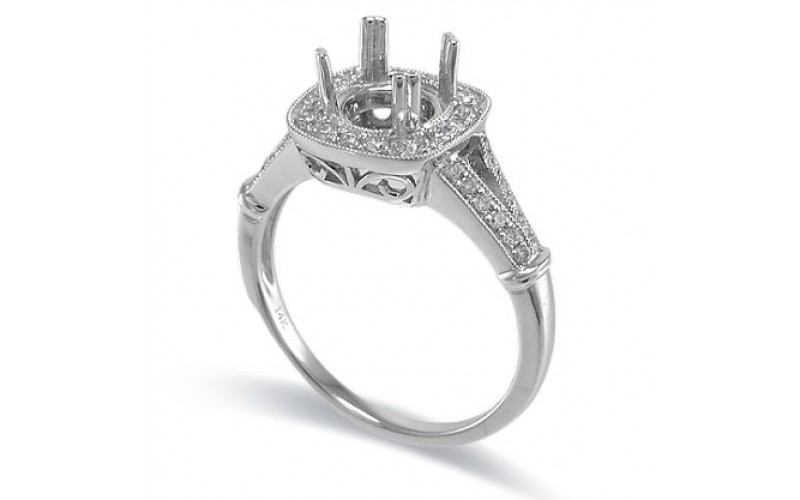 14K White Gold Diamond Ring Mounting