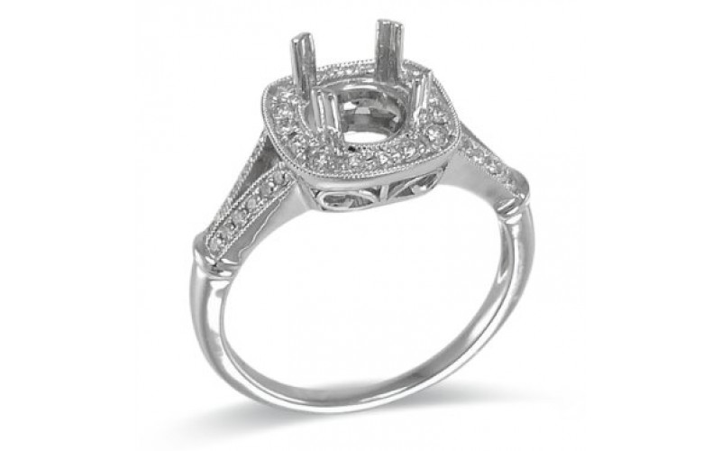 14K White Gold Diamond Ring Mounting