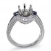 14K White Gold Sapphire With Diamond Ring Mounting