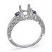 14K White Gold Sapphire With Diamond Ring Mounting